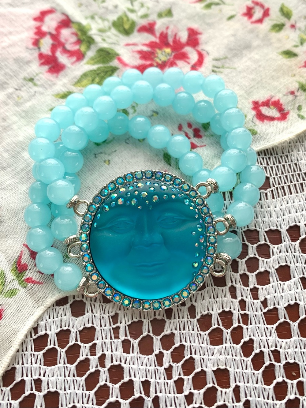 Kirk’s Folly Baby Blue Moon Face Vintage/Retro Style Bracelet